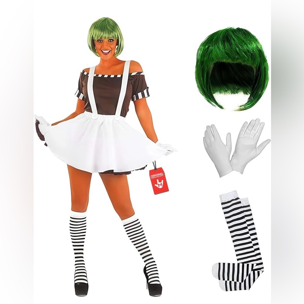 Women's Whimsical Factory Worker Costume - Brown, White, Green